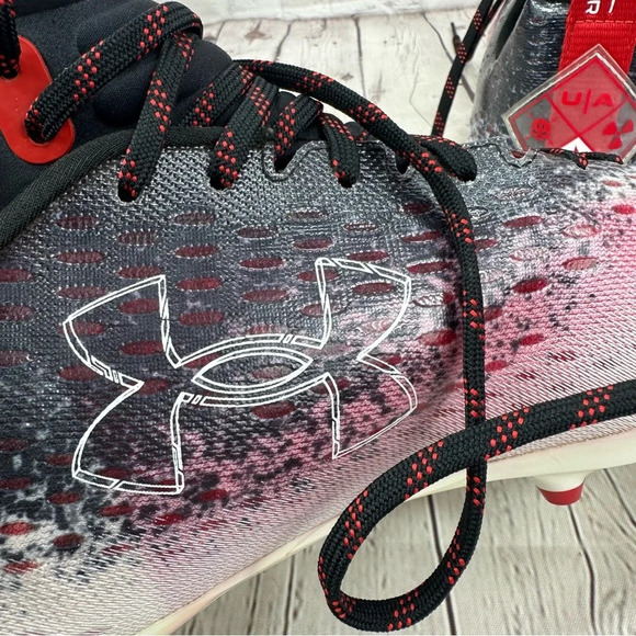 Under Armour UA football Cleats spotlight Lux MC 2.0 black and red size 14 - Picture 8 of 14